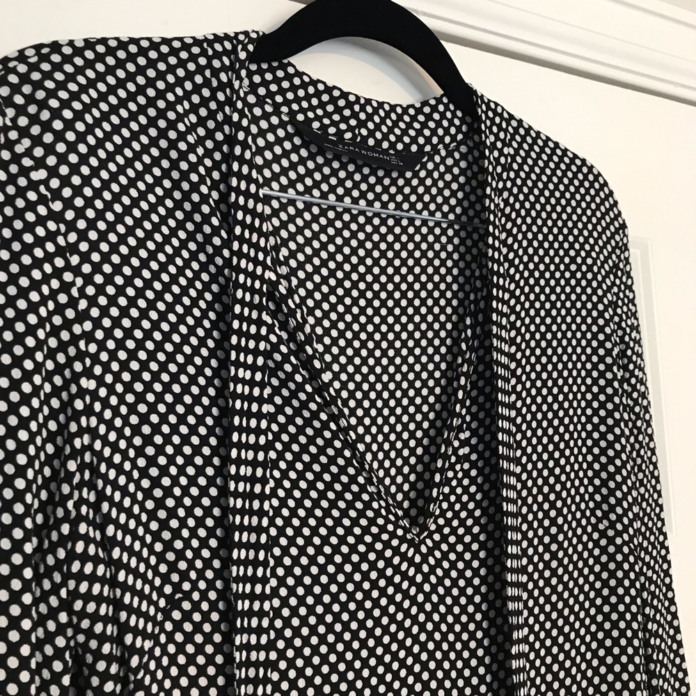Zara Woman Black with White Polka Dots Dress